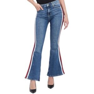 Topshop Moto Jamie Flare Blue Jeans Red White Side Stripe Womens W36 L30 Flare
